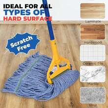 Onesimus 16 Oz Mop Head Replacement, Industrial Mops For Floor Cleaning Heavy Duty 4-Ply Cotton Blend Looped End Wet Mop Refills 1.25 In Universal Headband Fit Most Handles, 6 Pack Medium Blue - ColorD - 查看 6