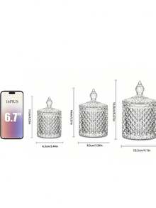 Frasco de vidrio de gran capacidad con tapa, adecuado para almacenar caramelos, recuerdos de boda, granos de té/café, postres de cristal, hisopos de algodón/palillos/joyas/bandas elásticas y condimentos de restaurante/cocina. (Tamaño ligeramente talla grande pequeño, por favor elija con cuidado al hacer el pedido.) - Multicolor - Ver 11