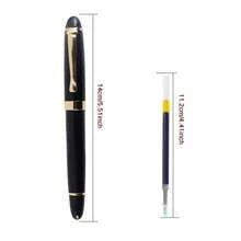 经典黑色商务钢笔 - 高级0.5毫米金属圆珠笔/适用于商业广告、企业礼品和品牌推广 - 可镌刻金属笔，公司赠品，高端促销项目/学生书法笔/可替换笔芯 - 黑色 - 查看 7