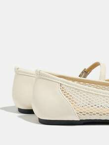 2026新款白色女士玛丽珍鞋，夏季透气镂空网眼方头宽楦舒适款 - 白色 - 查看 9