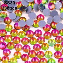 SS6 2mm-SS12 3mm，1440颗/包；SS16 4mm，720颗/包；SS20 4.8mm，360颗/包；SS30 6.4mm，288颗/包；圆形平底玻璃水晶水钻，多色水晶宝石，DMC热熔珠，适用于DIY美甲、服装、包包、鞋子、工艺品、闪亮美甲贴纸装饰