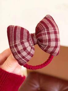 1个波点蝴蝶结发圈，可爱高马尾弹力发带，不伤发发饰