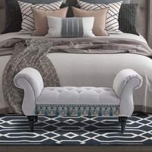 Elegant Padded Wooden Bench/Bed Stool/Bench, Made Of Polyester And Foam Rubber, Grey, 117 X 40 X 58 Cm, For Living Room And Bedroom - Grey - View 2