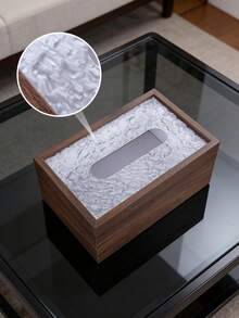 1个复古木质纸巾盒，配亚克力条纹盖，简约设计，中式风格，桌面纸巾收纳盒，浴室整理盒，适用于餐厅、卧室、客厅、办公室、咖啡厅、高级餐厅等场所。 - 彩色 - 查看 11