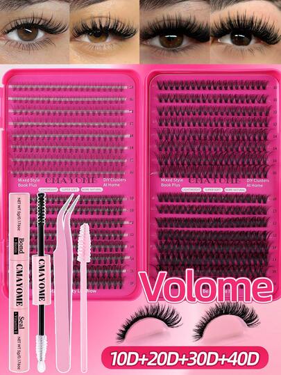 640pcs D-Curl Individual Lashes, Large Capacity Segmented False Eyelashes Set With Glue And Tweezers, Beginner-Friendly Eyelash Extension Kit, Suitable For Various Eye Makeups, DIY At Home, Soft & Natural, Thick & Fluffy, Makes Eyes Look Bigger, Large Capacity Lash Book, False Lashes + Glue + Lash Brush Set, Suitable For Daily Life, Weddings, Parties And Other Occasions