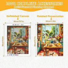 EMIEAUFG Diamond Art Kits For Adults, Cozy Kitchen And Garden View Diamond Painting Kit For  And Beginners, 5D Round Full Drill Craft, Home Wall Decor 12\ X 16\ - SR77 - 查看 4