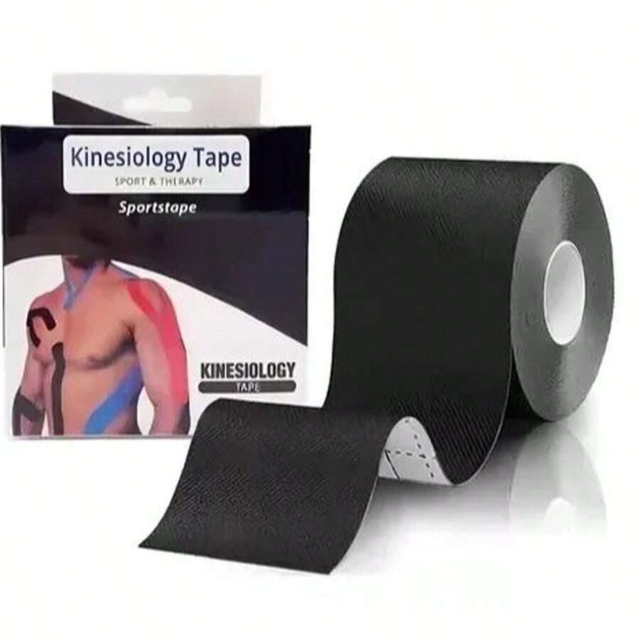 Cinta Adhesiva para Fisioterapia Muscular 5 cm Ancho Alta Calidad Resistente - Negro - Ver 1