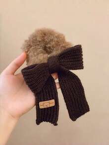 1个秋冬针织蝴蝶结发圈，可爱蓬松发绳，马尾辫发圈，发圈，发绳