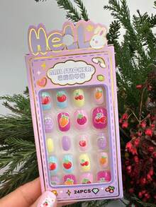 24张/盒 可爱卡通美甲贴纸，防水彩色美甲贴花，派对礼品，生日礼物 - 彩色 - 查看 35