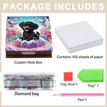 1件/8件套钻石画DIY套装,包含花朵、蜂鸟、蓝玫瑰、瓢虫、云朵、小狗、独立日、心形图案 - 不对称钻石画,绘制在木质便签盒上,附赠160张便签纸,是家居、办公室、学校用品、工艺品、可爱文具、节日和生日礼物的理想之选。 - 彩色 - 查看 10