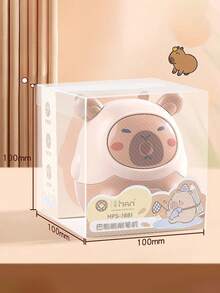 1个可爱水豚造型手动削笔器（注意：购买前请确认尺寸） - 无需电源，塑料材质，浅棕色和深棕色，易于使用，适用于办公和学习用品，动物主题桌面配件，学习用品，返校季