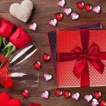 2D平面 - 100颗红色/粉色闪亮心形水钻 - 亚克力仿装饰珠，适用于情人节、婚礼、工艺品、美术用品和业余爱好者