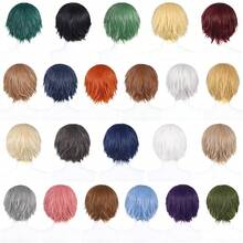 30cm lange Perücke, universelle Anime Kostüm Cosplay Perücke, perfekt für Partys, den täglichen Gebrauch, Festivals und Halloween (Rosa)-5610 - Rosa - Übersicht 6