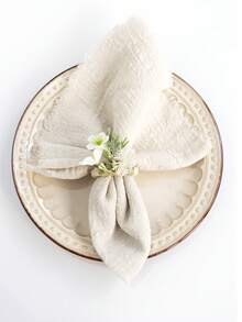 3 piezas Anillos de servilleta de madera con flores artificiales, decoración de mesa de comedor para boda, fiesta, baile de graduación, cena - Multicolor - Ver 3