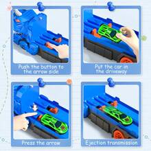 NewBandMo Toddler Truck Toys For 3 To 6 Years Old Boys, Toys Cars Track Set Dinosaur Transporter Truck With 12 Die-Cast Car Toys, Transforms Into Dino, Four Wheeler Toddler Car Toys Set For Kids Boys Girls,Birthday Gifts, Christmas Gifts - Blue - View 8