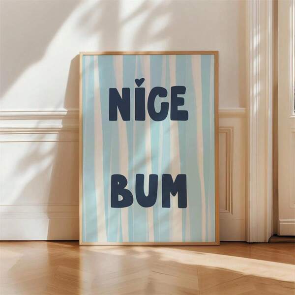 1pc Artistic Bathroom Print With Cheeky Quote, Coastal Style Wall Decor, Cute Bathroom Poster, Toilet Wall Art, Fashionable Light Blue Printed Canvas Wall Hanging, Girl Art, Motivational Quote Art, Home Decor, Canvas Wall Art