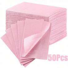 125/100/50/20/10 Pieces Disposable Plastic Nail Tablecloth Pad Waterproof Three Layer Nail Mat Paper Towel Cleaning Pad Tattoo Table Pad Nail Table Cover Tattoo Supplies (Pink) - Pink - View 12