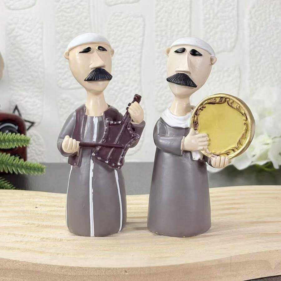 1pc Ramadan Figurine Decor, Drummer/Violinist, Suitable For Ramadan Decoration - Multicolor - View 1