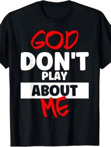 God Won't Play With Me Inspirational Faith T-Shirt Unisex 2025 Summer Short Sleeve Printed T-Shirt Pure Cotton 220g, Inspirational Clothing, Religious Clothing, Retro Design, Printed T-Shirt, Soft Texture, Lightweight Fabric, Faith Theme Clothing, Short Sleeve T-Shirt, Spiritual Seeker, Casual Wearer - 黑色 - 查看 6