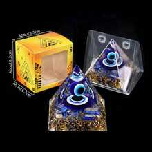 1pc Natural Crystal Ball Pyramid Ornament, Resin Wrapped Crystal Chips Home Decoration, Boxed Lucky Fengshui Desktop Small Ornament - Multicolor - View 46