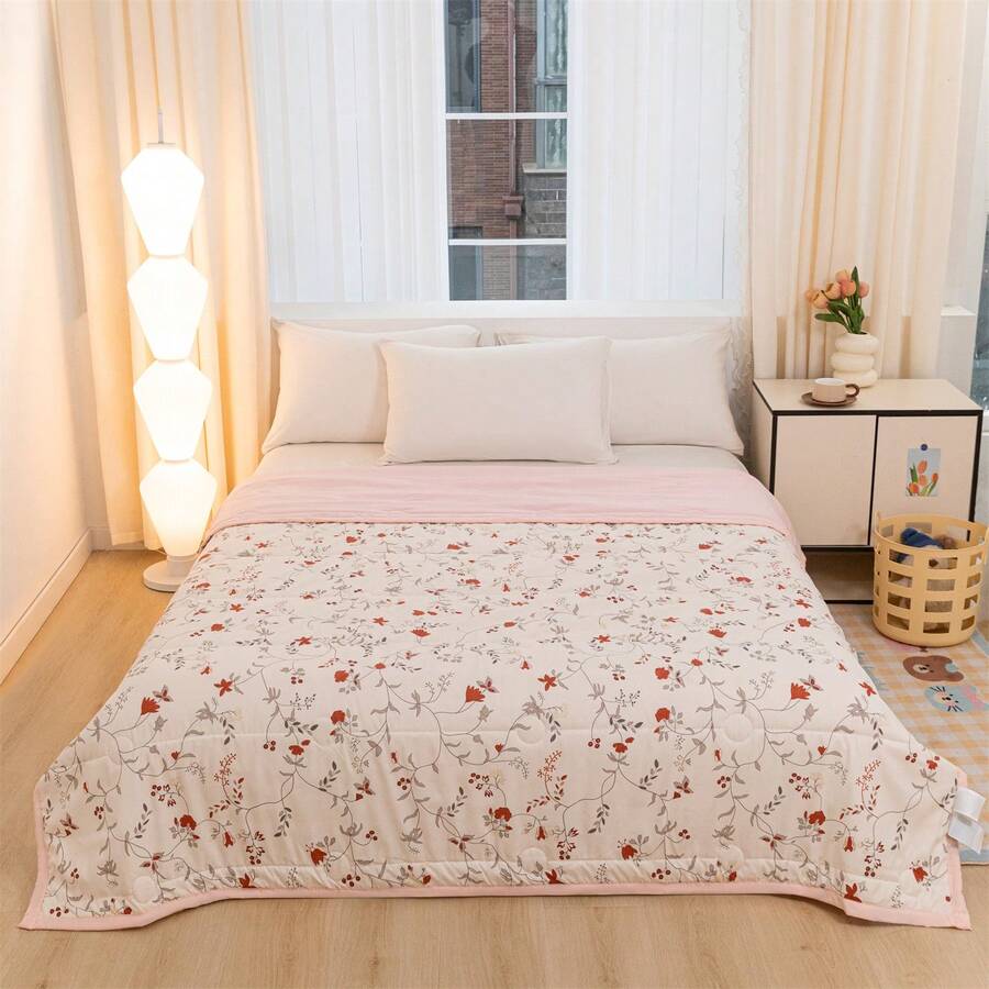 Colcha, tamaño 200*230, suave, agradable para la piel, cálido, adecuado para todas las estaciones, que le brinda un sueño profundo. - Rosa - Ver 1