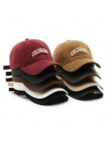 Unisex Baseball Cap With Retro Embroidered Letter And Wide Brim, Versatile Casual Daily Wear - Multicolor - View 3