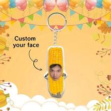 1pc Customizable Photo Pillow Keychain, Personalized Pet Pillow Keychain, Couple Gift, Friend Gift, Anniversary Gift, Unisex - Corn - View 2