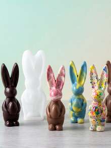 1/2pcs Egg-Holding Rabbit Chocolate Silicone Mold, Easter Cake Mold, DIY Pudding Silicone Mold, Aromatherapy Candle & Plaster Ornament Mold - White - View 1