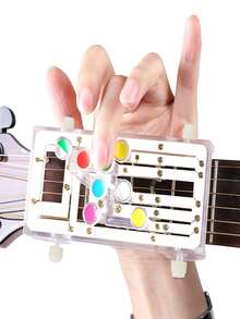 Guitar Chord Presser Guitar Trainer Practice Learning Tools Cord Presser For Acoustic Chord Helper Learn For Beginners Adults (Guitar Clip On Tune,Chord) - trắng - Xem 5