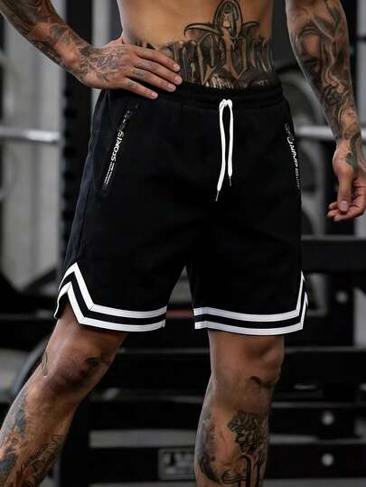 Men's Summer Breathable Casual Shorts, Fashionable Printed Workout Fitness Bermuda Shorts