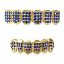 一套镶钻牙套，蓝色，男女通用，日常、派对、夜店配饰