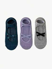 1/2/3/4/5/6 双装女士普拉提瑜伽袜，专业防滑，适合舞蹈、健身、瑜伽、地板运动 - 彩色 - 查看 10