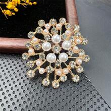 1pc Elegant Faux Pearl & Rhinestone Snowflake Brooch Pin, Anti-Slip Clothing Accessory Fastener, Sparkling Quartz Design, Durable Zinc Alloy Material, Suitable For Women's Clothing And Hats, Versatile And Elegant Brooch For All Seasons - Multicolor - View 8