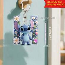 2D 图形设计，史迪奇字母钥匙扣，26 个“A-Z”花卉卡通图案，亚克力吊坠带链，适用于包包钥匙和车钥匙，旅行配件礼品，可爱花卉钥匙扣设计，光滑表面，钥匙扣，装饰钥匙扣，卡通钥匙扣，圣诞礼物，粉丝礼物，2D 图形礼品（如果产品不透明，请撕掉印刷背面的保护膜）。 - 彩色 - 查看 22