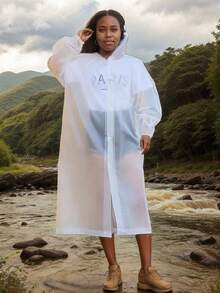 1 Piece Of EVA Non Disposable Raincoat, A Must-Have For Outdoor Travel, Hiking, Camping, And Daily Family Life. The Raincoat Jacket Is Long All Over The Body - Multicolor - View 4