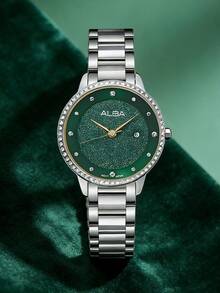 Seiko 精工女士石英水晶表盘休闲腕表，镶钻，50米防水，时尚款式 AH7W20X1/AH7W27X1/AH7W29X1/AH7W31X1 - 綠色 - 查看 5