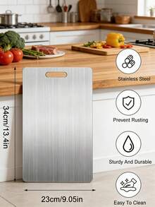不锈钢砧板 - 双面设计 - 防滑底座 - 易于清洁 - 防锈不锈钢材质，适合室内外使用 - 家庭、餐厅、露营、斋月、情人节必备厨房工具 - 彩色 - 查看 7