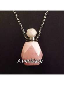 1pc Natural Stone Crystal Faceted Essential Oil Bottle Pendant Necklace - Fragrance Bottle Diffuser Pendant, Rhombus Cut Crystal Aromatherapy Amethyst Necklace - Bottle - View 16