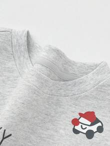 Balabala Unisex Kids Long Sleeve Tee, Crew Neck, Lightweight & Breathable Fabric, Soft Comfort, Spring Casual Wear - Light Gray - View 3