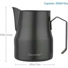 Jarra de espuma de café de acero inoxidable, jarra de leche para cappuccino y arte latte - Plata-450ml - Ver 4