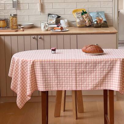 1 pieza Mantel a cuadros rosas, Manta de picnic a cuadros, Tela decorativa con fondo lindo para niña