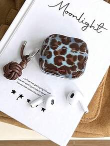 Cheetah,Leopard Print Creative Minimalist Blue & Brown Leopard Print Shock-Proof Earphone Protective Case, Suitable For AirPods 1/2/3/4/Pro/Pro(2nd)/Pro(3rd), Shock-Proof Bluetooth Earphone Protective Case - Brown - View 2