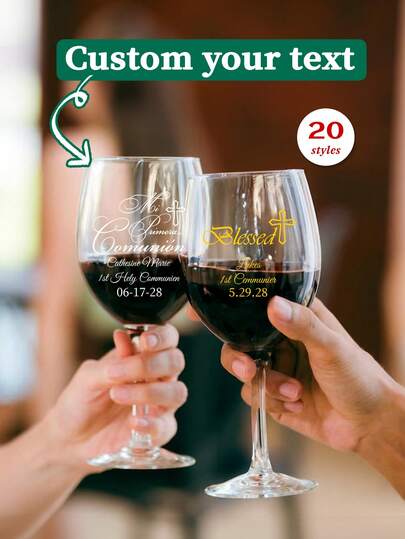 Personalized Custom First Holy Communion Crystal Labels​ – Offers 20 Elegant Designs, Supports Customization Of Names/Dates (E.G., "Cathesine Marie 06-17-28", "Mark 5.29.28", "Luke 5.29.28"). Includes Angel, Cross, And Dove Motifs, With 12 Color Options. An Ideal Religious Holiday Gift For Children, Parents, And Godparents. Perfect For Family Celebrations, Church Events, And Fireplace Mantel Displays.