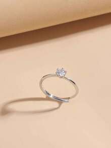 5pcs Minimalist Cubic Zirconia Chain Open Ring Set, Suitable For Women's Daily Wear And Gatherings (Gift Box Not Included) - Silver - View 8