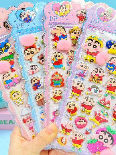 Crayon Shin-Chan, Transparent, Reusable/Self-Adhesive, Fresh & Sweet/Girly/Minimalist Aesthetic/Butterfly/Animal Pattern Stickers For Phone, Notebook, Water Bottle, Car