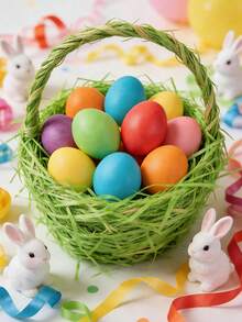 Easter Green Grass Green Raffia Grass, Easter Grass Basket Filler, Paper Shred, For Easter Basket Filler, Creative Eggs Decor, Gift Wrap, Crinkle & Filler Paper - Multicolor - View 8