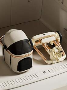 1件装时尚高景观宠物推车，可拆卸式设计，适合小型犬和猫，解放双手，通风良好，360°顺滑轮，内部空间宽敞，让宠物倍感舒适（卡其色）