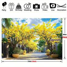 2D Flat, 1 Piece Vietnam Theme Party Background Cloth, Apricot Blossom Pattern, Vietnamese Floral Style, Suitable Weddings, Birthdays, Spring And Summer Celebrations, And Lunar New Year Decorations (No Power Required) - 彩色 - 查看 8