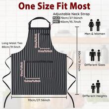2 Pack Stripe Kitchen Apron For Men Women Adjustable Bib Apron With 3 Pockets Chef Apron For CooFKing BaFKing BBQ - Black - 查看 5