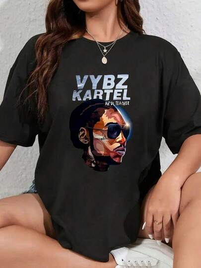 100% Cotton Vybz Kartel And Teacher Pattern Print Design Round Neck Short Sleeve T-Shirt Women's Men's Fashion Summer Tops Printing Graphic Tee